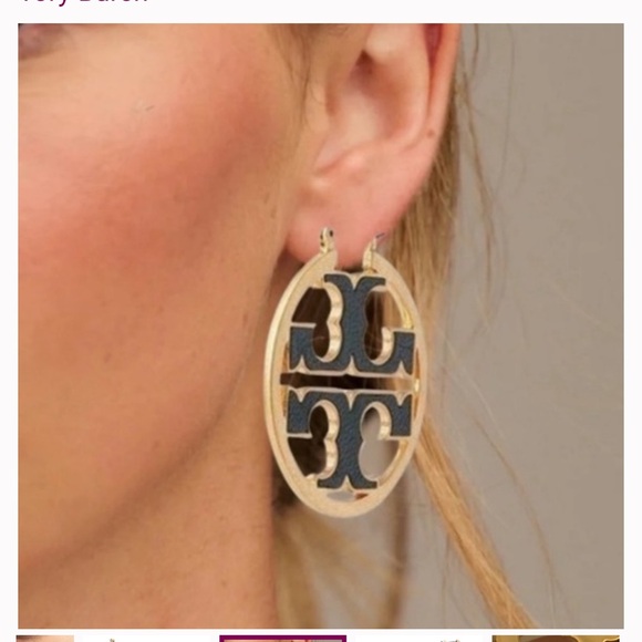 Tory Burch Gold and Green Circle Earrings - Picture 8 of 8